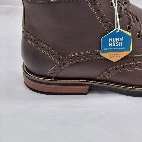 Nunn Bush Mens Chukka Boots Size 12M Brown Leather Wingtip Brogue Lace Up Shoes - Picture 4 of 12